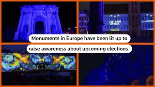 European monuments lit up ahead of EU elections | REUTERS