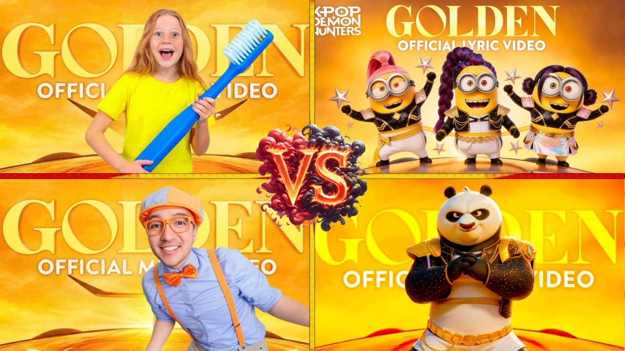 nastya🆚kung fu panda🆚minions🆚blippi   Golden x music cower battle🎵 Who Is Best#17