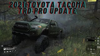 SnowRunner Mod Development: 2021 Toyota Tacoma TRD PRO UPDATE NPT TIRES + FRONT VIEW CAMERA