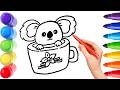 How To Draw cute cartoon kola Drawing, Painting &amp; Coloring For Kids and Toddlers_ Child Art 🐋🌈🎨