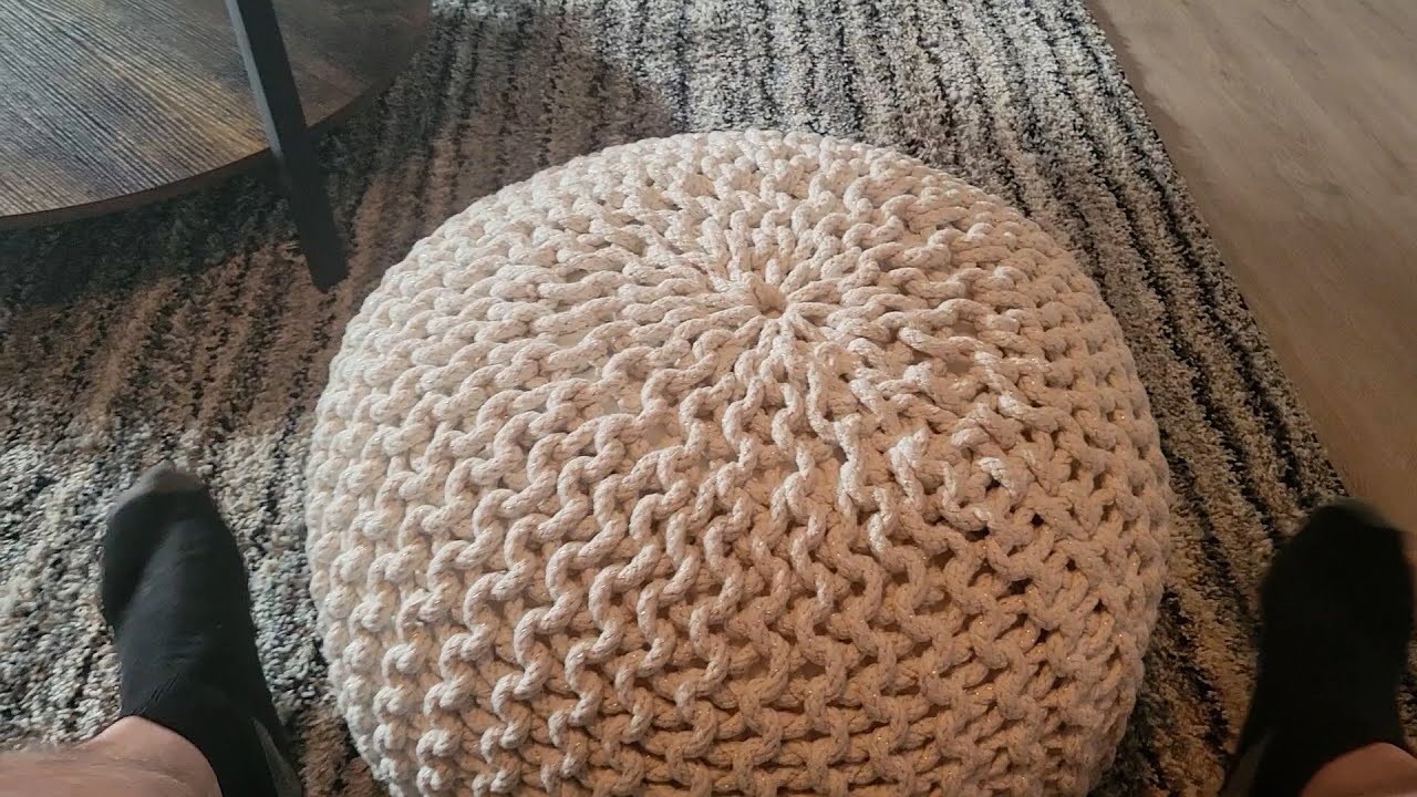 Review for FRELISH DECOR Round Pouf Ottoman Hand Knitted 100% Cotton Pouf Foot Stool