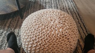 Review For Frelish Decor Round Pouf Ottoman Hand Knitted 100% Cotton Pouf Foot Stool