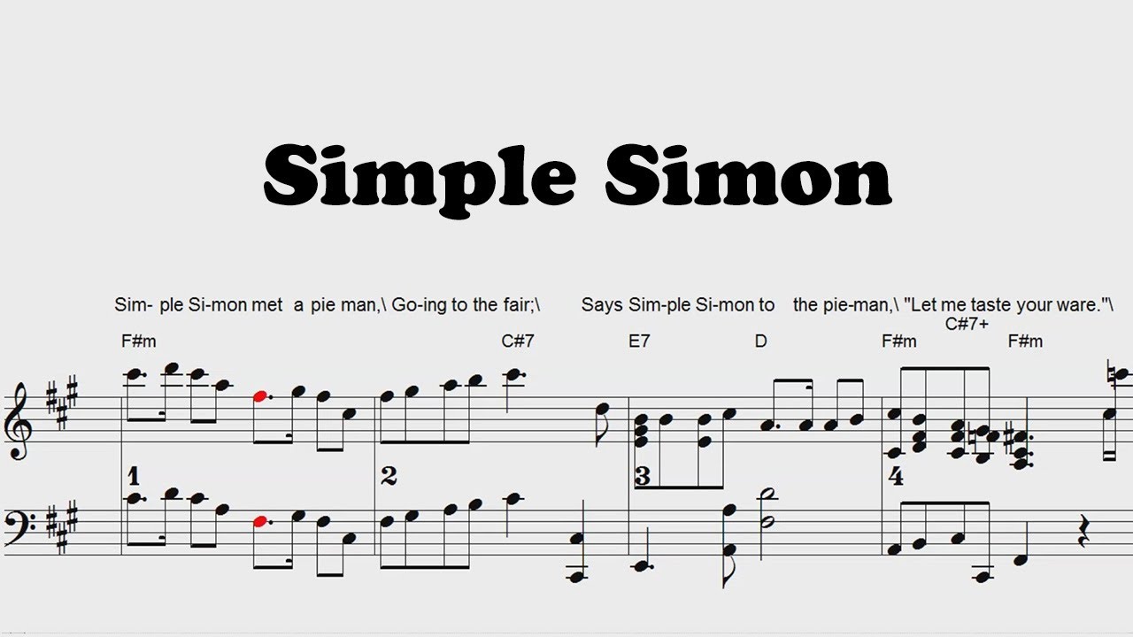 Simple Simon - Piano sheet music for kids | PDF Download