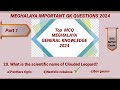 Meghalaya current affairs 2024 meghalaya general knowledge 2024 dsc mpsc examgk questions answer