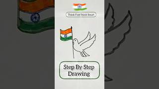 Indian Bird holding Indian flag 🇮🇳 Independence day drawing #shorts #drawing