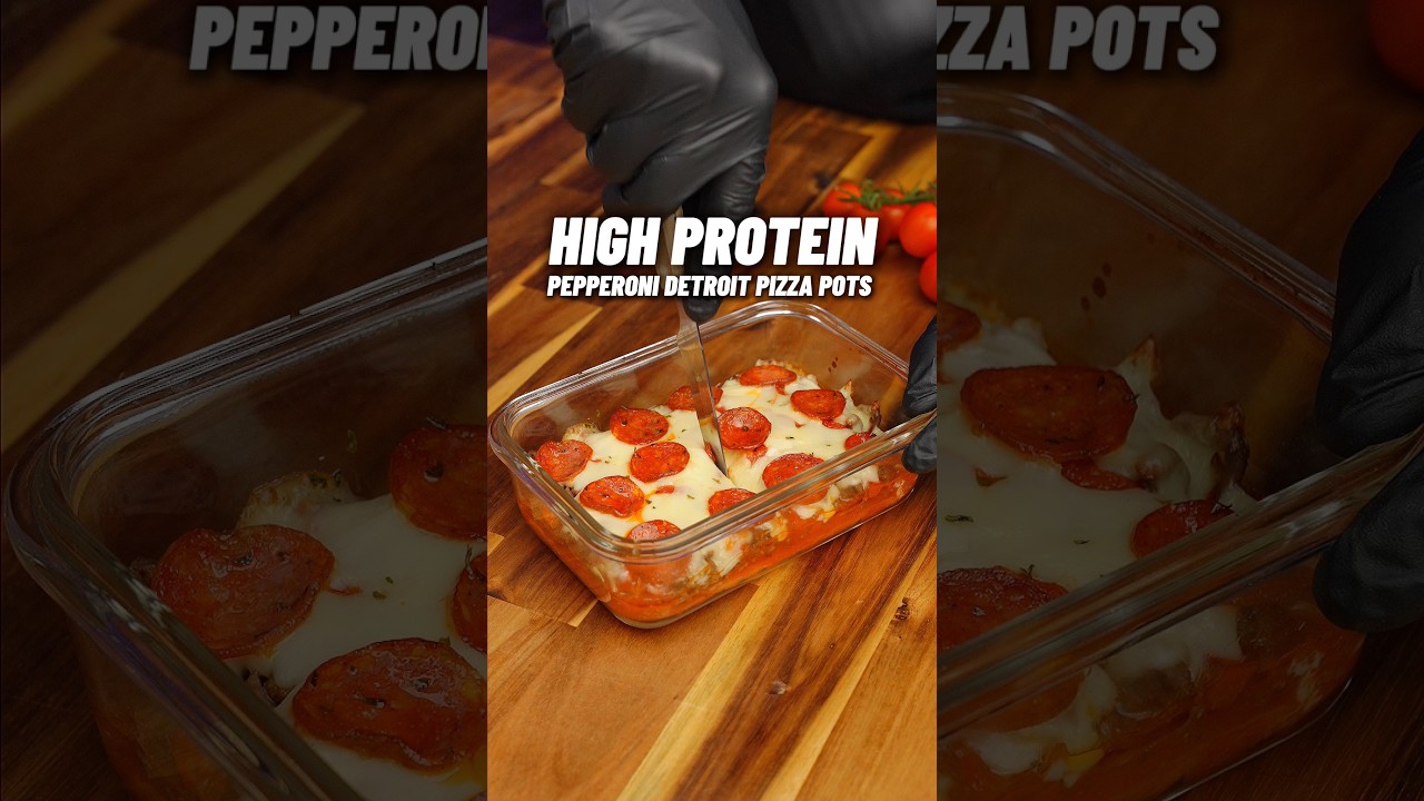 The TASTIEST High Protein Pepperoni Detroit Style Pizza Pots! 🔥🍕🧀 52g Protein ONLY 564 cals!