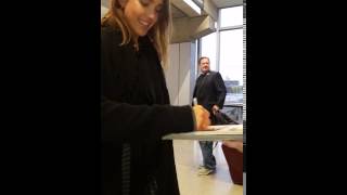 Jessica Alba Signing Autographs For Team Derek