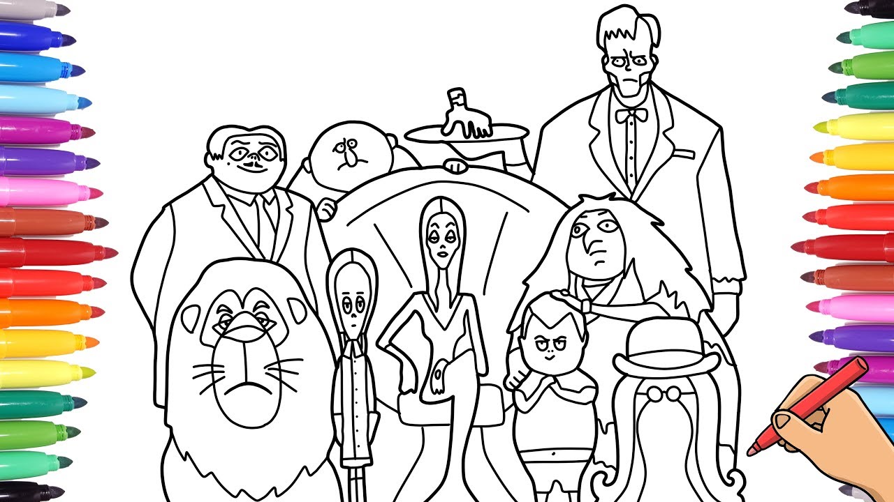 THE ADDAMS FAMILY 2019 MOVIE COLORING ALL ADDAMS FAMILY CHARACTERS