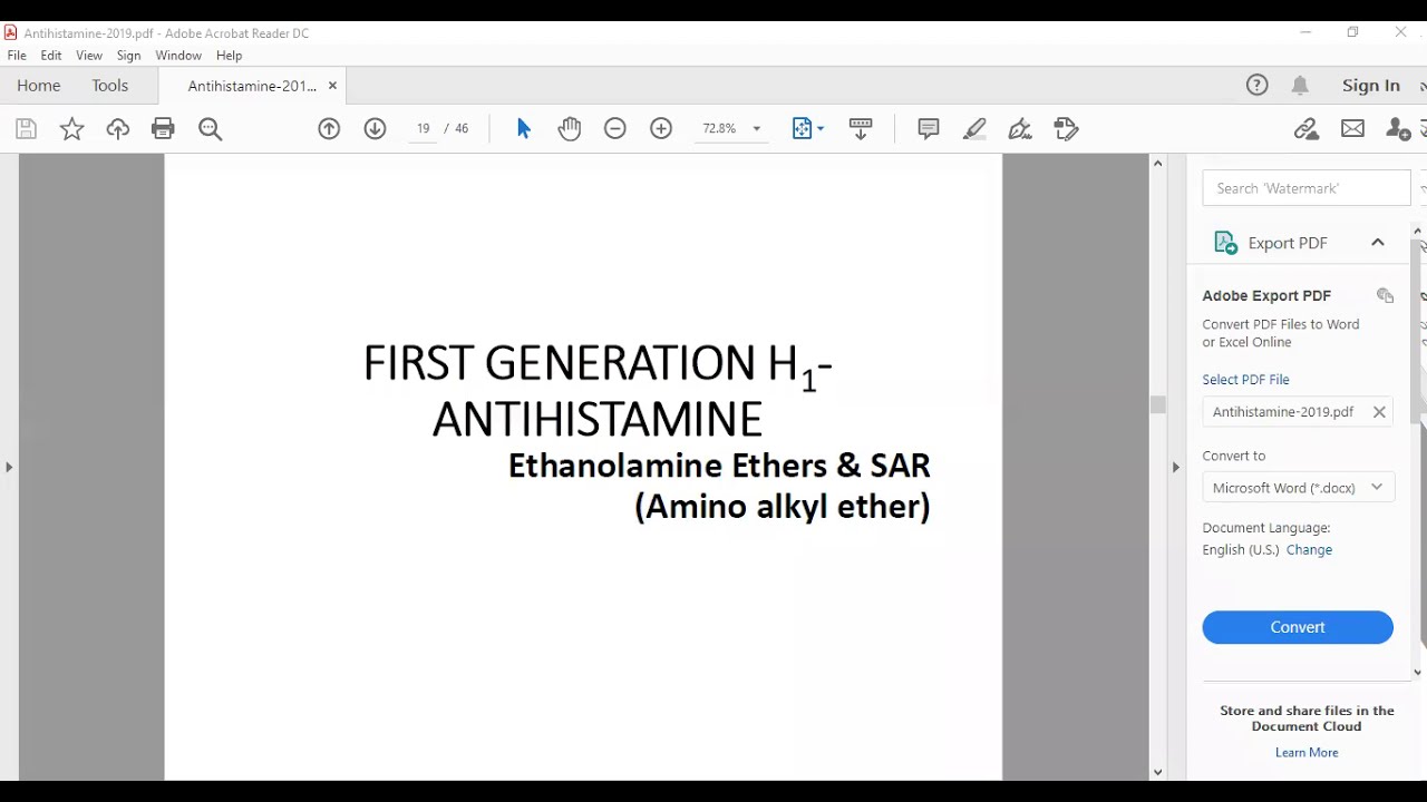 Medicinal chemistry of first generation H1 - Antihistamines - YouTube
