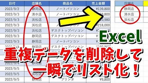 Excelで重複しているデータを削除して一瞬でリスト化するテクニック UNIQUE関数