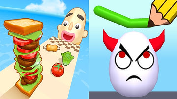 Sandwich Runner VS Draw To Smash - All Level Gameplay Android iOS Ep1