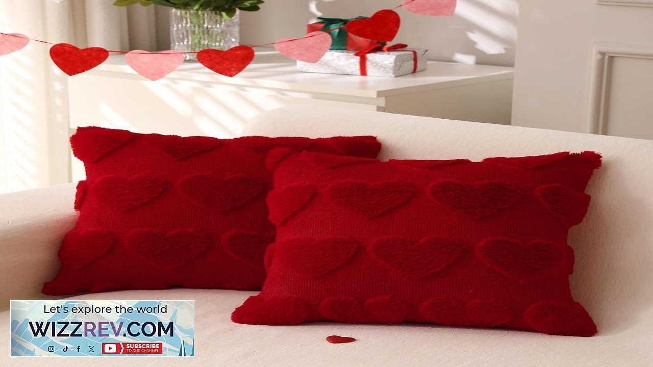 LOMCHEN Valentines Day Throw Pillow Covers 18x18 inch Set of 2