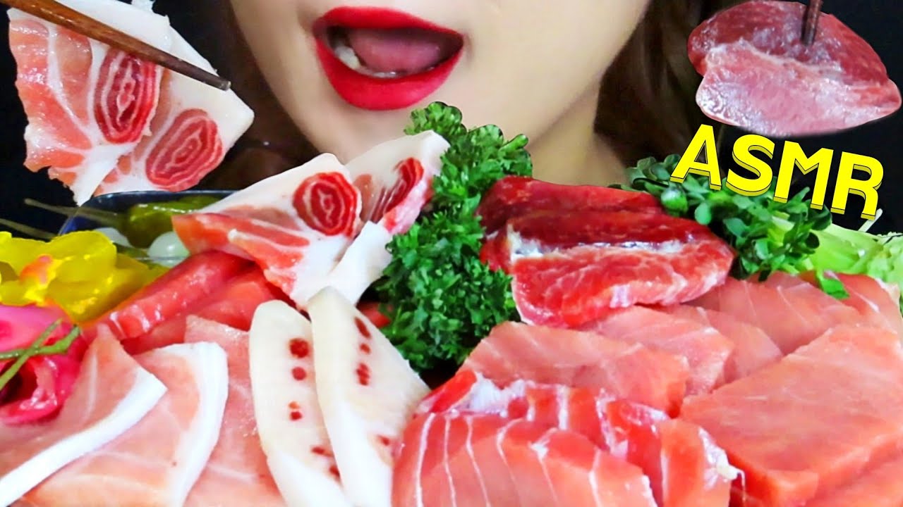 ASMR RAW TUNA SASHIMI EATING SOUNDS 참치 회 먹방 MUKBANG