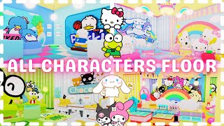 Building a FLOOR with ALL CHARACTERS!!  Roblox  HELLO KITTY CAFE