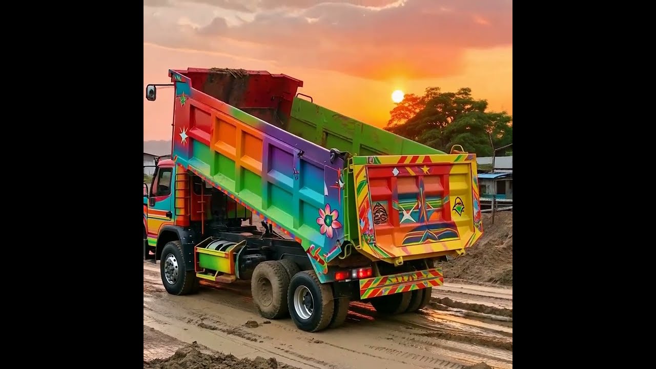 Rumble The Rainbow Dump Truck Loads Up Sparkle Colorful AI Fun For Kids