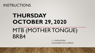OCTOBER 29, 2020 | MTB-MLE Week 8 at BRB4 Aralin 8