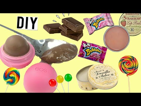 DIY COMO FAZER LIP BALM CASEIRO COM DOCES PARA VOLTA ÀS AULAS/CHOCOLATE/PIRULITO/CHICLETE