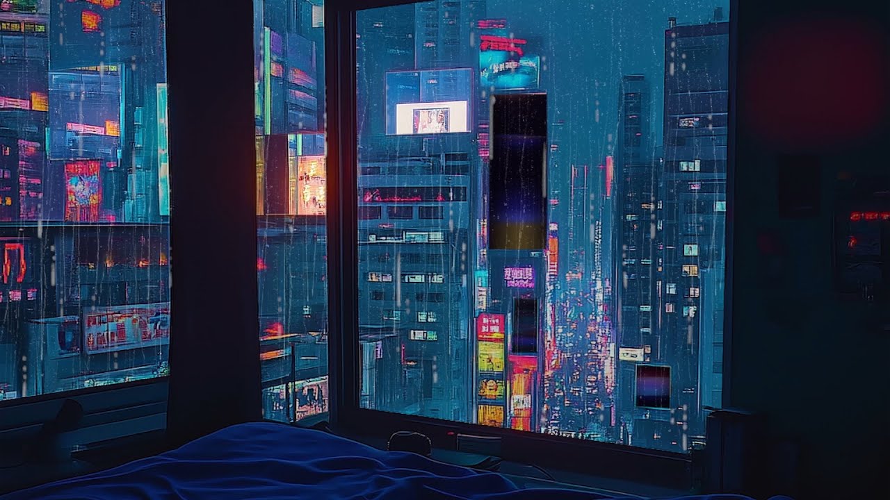 Rain Effect for Sleep | The Relaxing Sound of Rain Falling Outside a Pixel Window to Help You Unwind