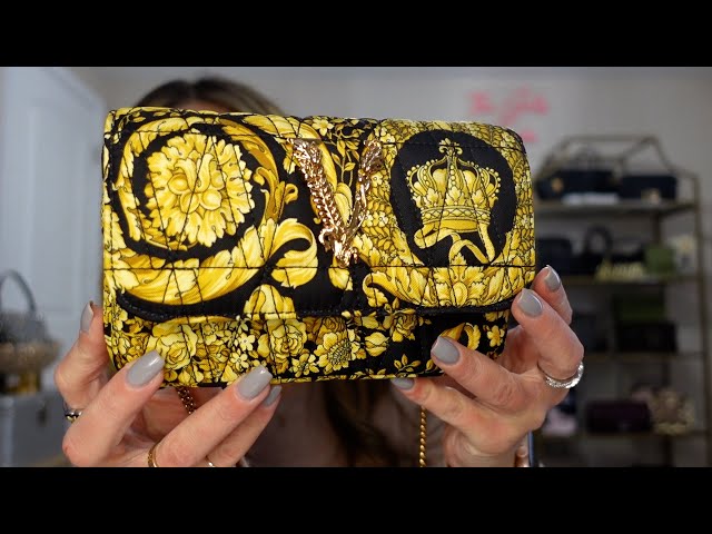 Versace Mini Virtus Quilted Velvet Evening Bag Black/ Versace Gold