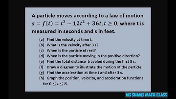 Draw diagram of particle movement s= t^3-12t^2+ 36t. Find velocity and acceleration at time t
