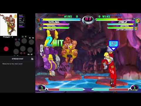 MvC2 Dhalsim 148% vs Cable / Sentinel: mixup/combo/reset sequence to guard break inferno combo