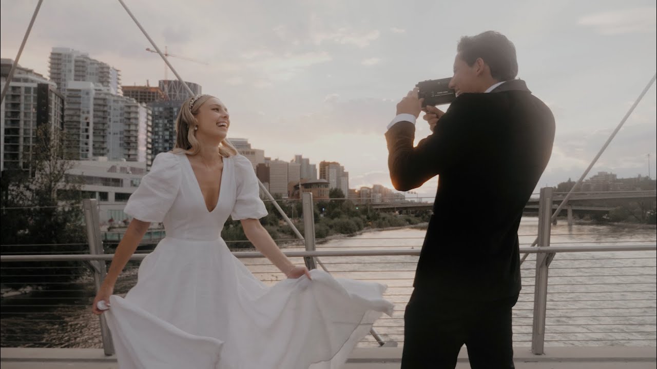 City Rooftop Wedding with sweet meet-cute story | Calgary AB | David & Lynnea