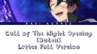 Call of The Night Opening 「Daten」 by Creepy Nuts Full Version Lyrics ROM/ENG