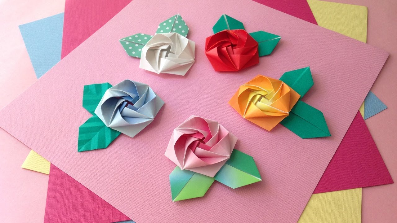 折り紙 1枚でバラの花 立体 平面 折り方3 Origami Rose Flower Tutorial Niceno1 Youtube