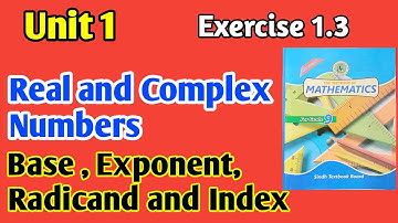 Base and Exponent | Radicand and Index Class 9th new book Exercise 1.3 Q. No. 1 and 2