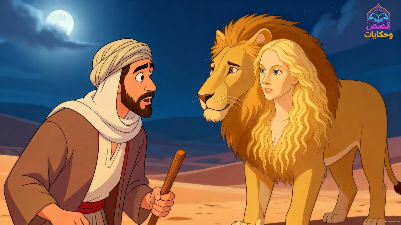 قصة رجل فقير طردتة زوجتة وقابل أسد له وجه امرأه فاصبح من اغنياء القرية ولكن!