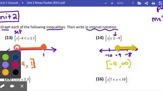 Algebra Unit 2 L1(b) Interval and Set Notation