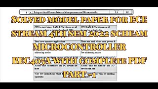 Microcontroller solved paper 4th sem ECE stream 2022 scheam part-1 BEC405A