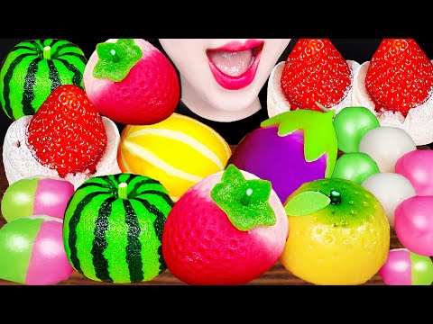 ASMR Fruit Mochi Strawberry Dango 과일 모찌 당고 <strong>화과자</strong> 먹방 Mukbang, Eating