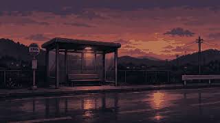 Rainy Bus Stop at Dusk — waiting in the rain 🌧️ | 2 Hour Pixel Art Ambience Soft Relaxing Music screenshot 4