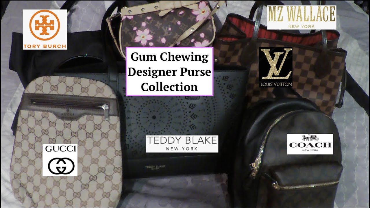 [ASMR] Gum Chewing Designer Purse Collection (Louis Vuitton, Gucci, Teddy Blake, Coach, Tory Burch)