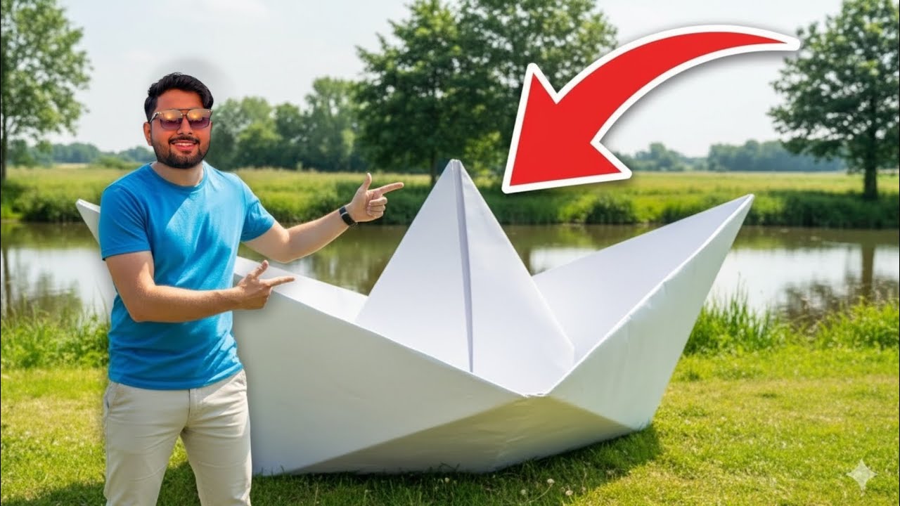 I made world’s biggest paper boat 😱🚤