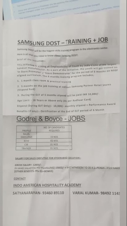 Free Training and job in Samsung Dost and Bajaj electronic #freejobs #freshersjobs #jobs2022
