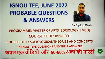 Master of Arts in Sociology. MSO- 001 Probable Questions and Answers (for TEE, June 2022), IGNOU.