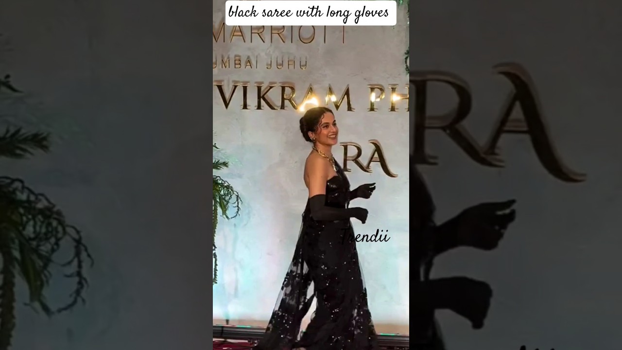 Taapsee pannu's bold black saree look with gloves set new fashion goals