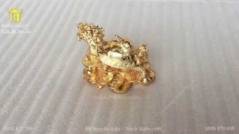 Rùa đầu Rồng mẹ cõng con Mạ Vàng 24K