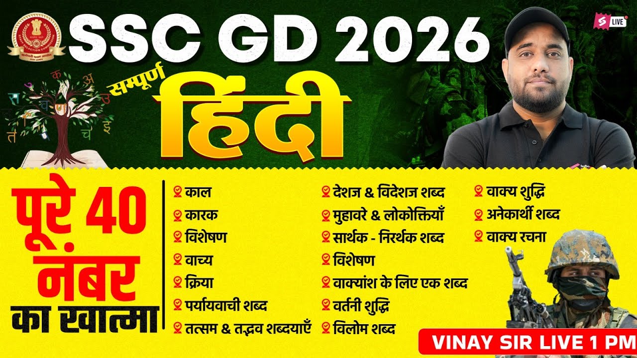 SSC GD Hindi Marathon Class 2026 | SSC GD Hindi Practice Set 2026 | Hindi by Vinay Sir | Testbook