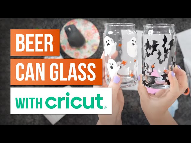 🍺 Beer Can Glass With Cricut  How to Apply Vinyl Decals on Glass 