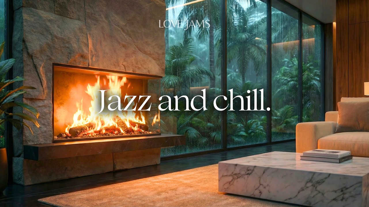 Jungle Lounge by the Fireplace | Put this Jazz playlist as background music