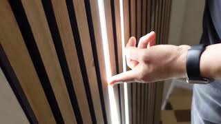 Wood Slat Wall Panels  Led strip lights installation process.