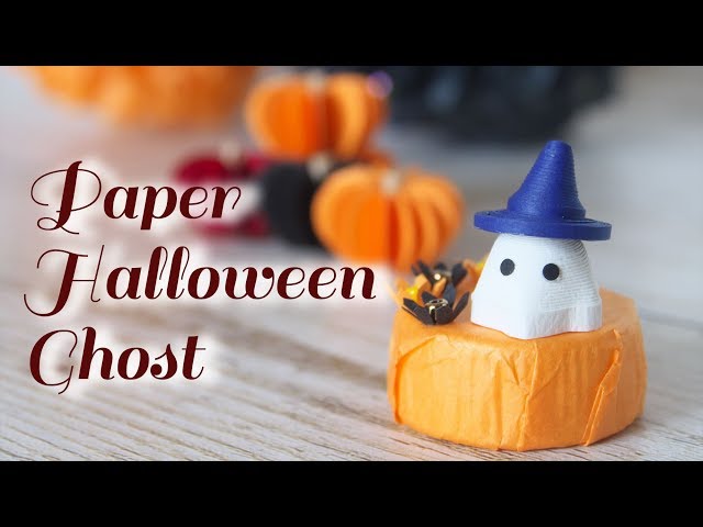 紙で作るハロウィンお化けのマスコット【クイリング】 - How to Make a Paper Halloween Ghost / Paper Quilling