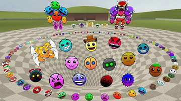 Geometry Dash and Lobotomy Dash Nextbots Family FALL into a FUNNEL Chasing me Gmod