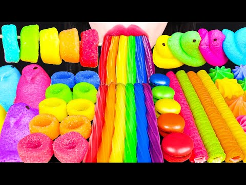 ASMR RAINBOW DESSERTS STRAWS 레인보우 스트로우 MUKBANG 먹방