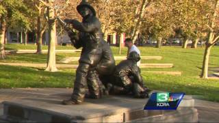 Stockton firefighters' memorial vandalized for 3rd time
