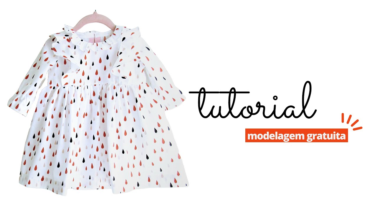 Molde Vestido Infantil Inverno  Manga Longa Grátis (1,2,4,6 e 8 anos) - Parte I