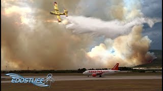 HUGE CLOSE-UP WILDFIRE! Split Airport!